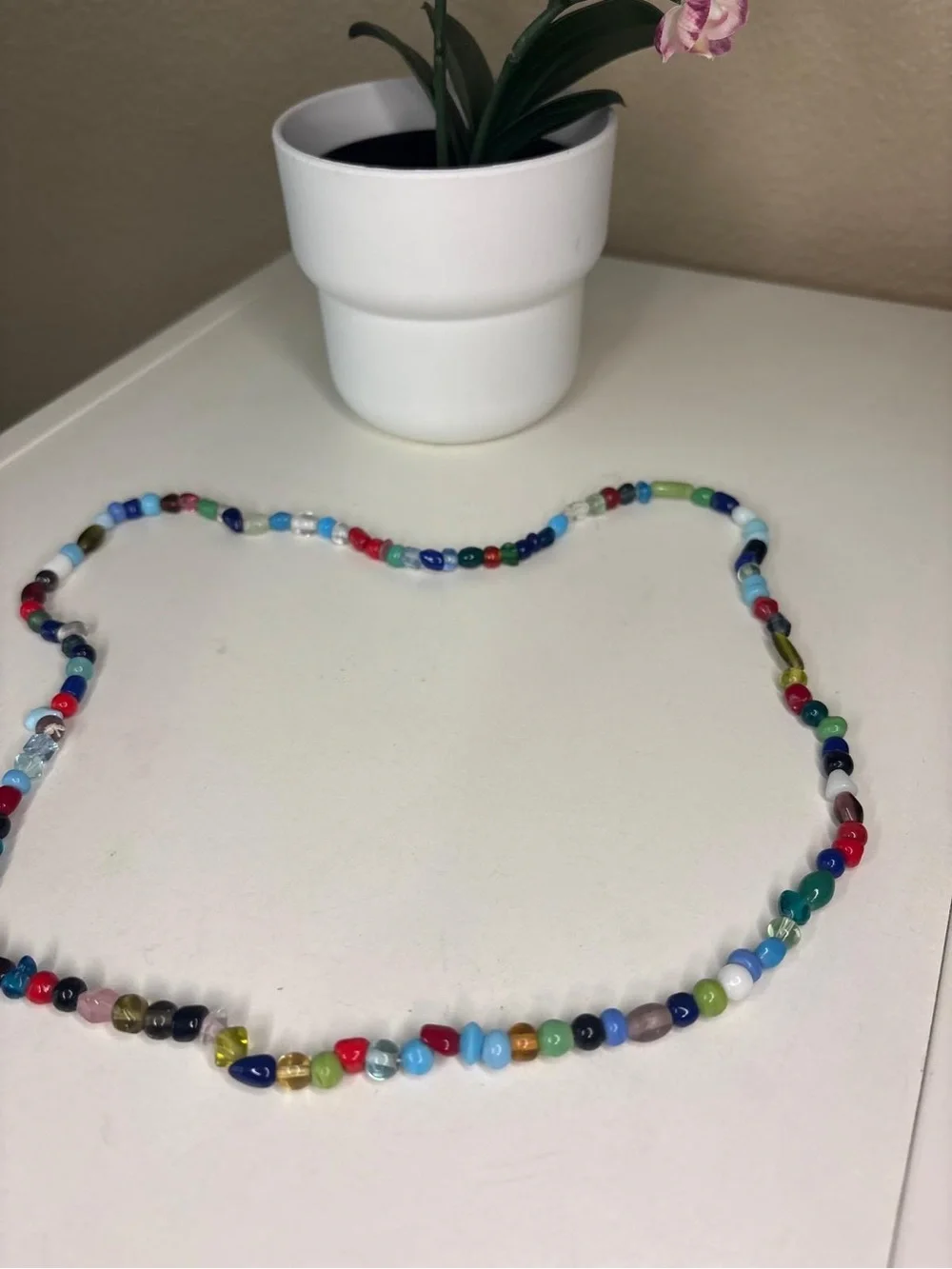 Colorful Vintage Style Glass Bead Multi-Color Boho Statement Necklace